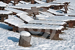 Wooden deck chairs