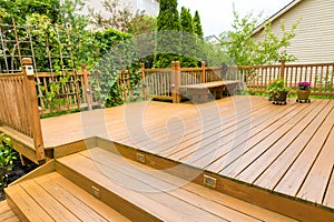 Wooden deck of family home.