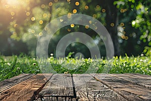 Wooden Deck With Grass and Trees