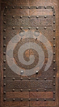 Wooden decorated copper plated door from the mamluk era photo
