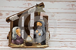 Wooden Decoration with Nativity Scene: Christmas Symbol Theme