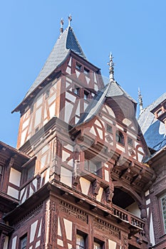 Wooden decoration of peles castle towers in Romania
