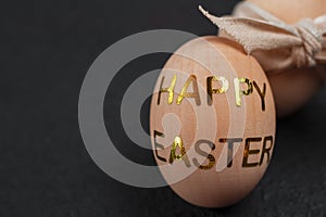 Wooden decorative eggs with golden stickers