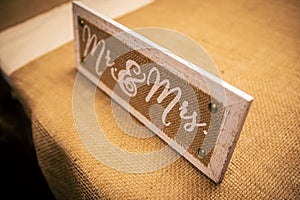 Wooden decorative Mr. and Mrs. wedding sign