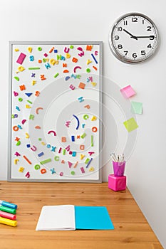 Wooden desk and magnetic board