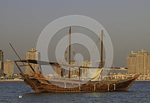 Wooden dhow boat in Qatar