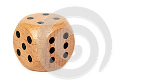 Wooden dice isolated on white background, Macro image with copy space