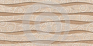 Wooden Digital wall tile design for bathroom, High quality seamless 3d illustration.