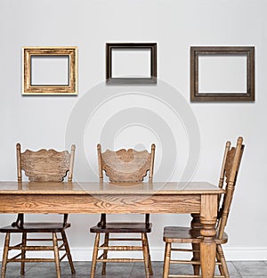 Wooden Dining room table and chair details