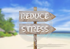 Wooden direction sign with reduce stress