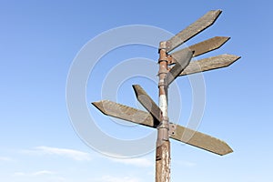 Wooden direction signs