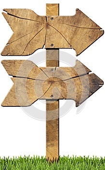 Wooden Directional Sign - Two Arrows