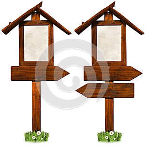 Wooden Directional Signs with Roof