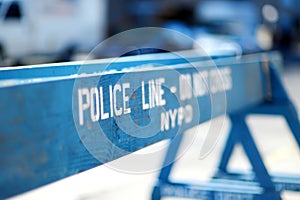 Wooden Do Not Cross police line barriers in New York