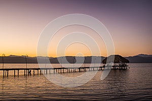 Wooden dock and hut at the Gulf of Cariaco