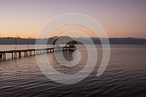 Wooden dock and hut at the Gulf of Cariaco