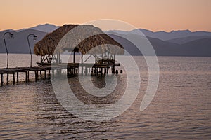 Wooden dock and hut at the Gulf of Cariaco