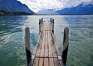 Wooden Dock in Lake Leman