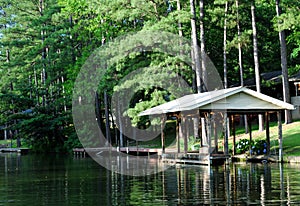 Wooden Dock with Slip on the Lake