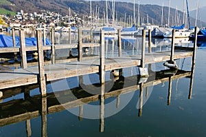Wooden dock in Zug lake