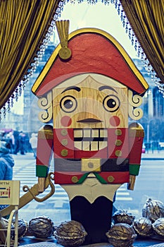 Wooden doll Nutcracker Christmas decoration shop window