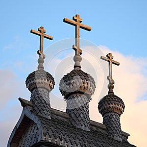 Wooden domes with three crosses