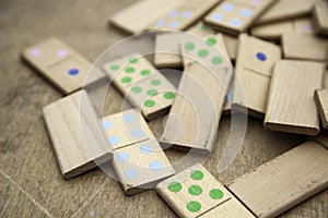 Wooden domino pieces