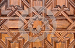 Wooden door, Alhambra palace in Granada, Spain photo