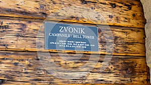 Wooden door of the Bell Tower  `Zvonik Campanile`  Portoroz  Piran  Obalno-kraska  Slovenia  June 2020