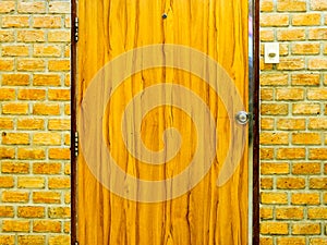 Wooden door and Brick wall