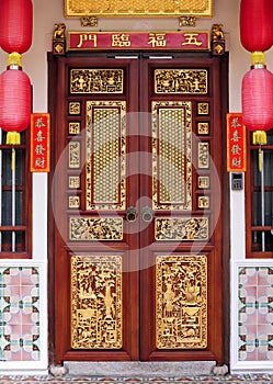 Wooden door with chinese traditional style