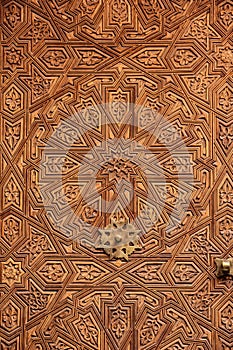 Wooden door. Detail. Marrakesh . Morocco photo