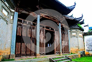 The Wooden Door Gate in Countryside of Wuyuan ancient village