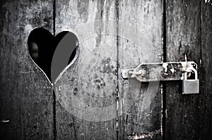 Wooden door with heart
