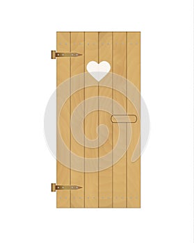 Wooden door of the latrine with heart