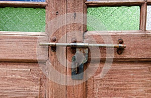 Wooden door with lock