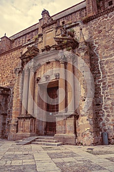 Wooden door in old building at Plasencia