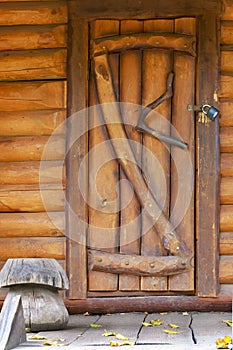 Wooden door in an old house.