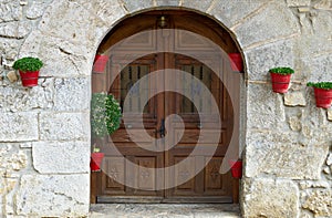 Wooden door of a Spanish house