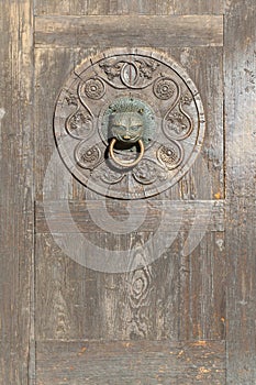 Wooden door to the Cathedral in Augsburg