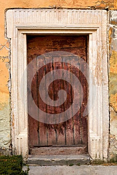 Wooden door in vintage style