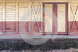 Wooden door and wall