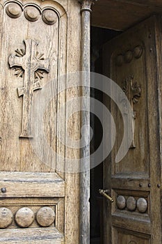 Wooden doors of the church