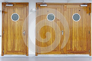 Wooden doors with a circle window