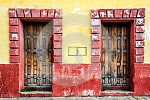 Wooden doorways in San Cristobal de las Casas, Mexico photo