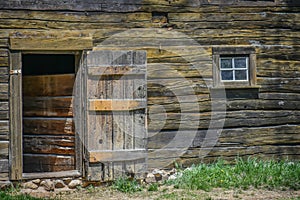 Wooden Doorway and Window of Old Barn