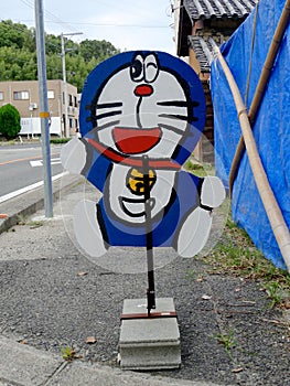 Wooden Doraemon figure on Awaji Island