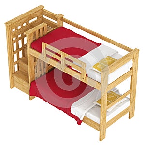 Wooden double bunk bed