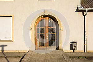 Wooden Double Doors European Archicture Alleyway Smiley Grafitti Typical