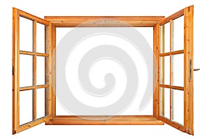 Wooden double window opened inwards